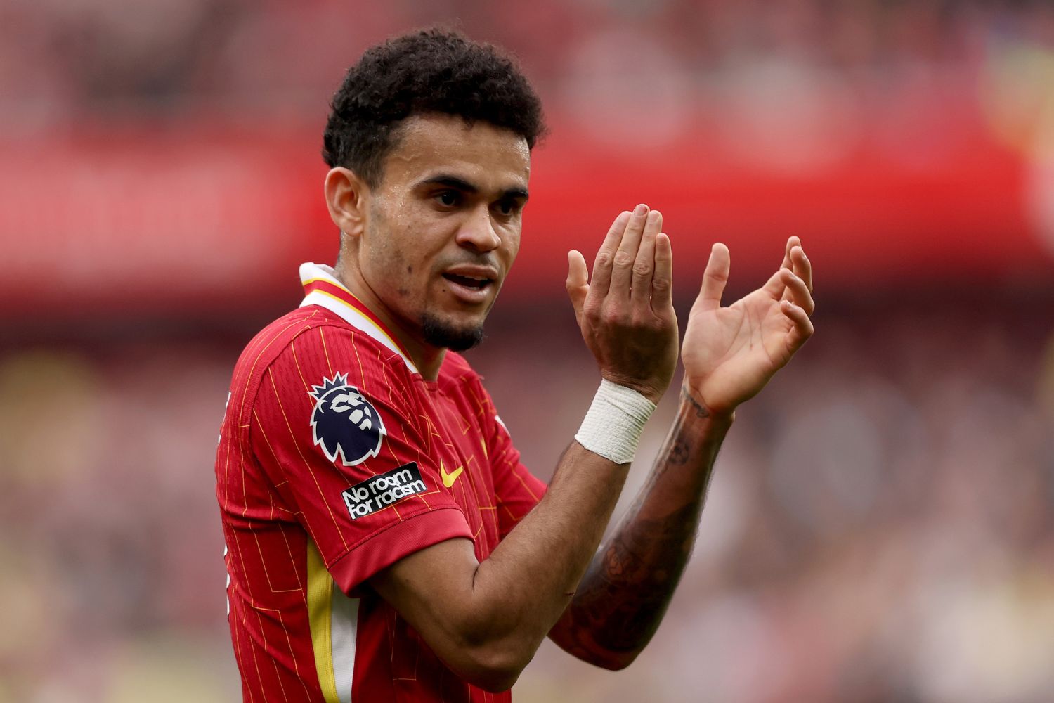 Luis Diaz in action at Anfield for Liverpool