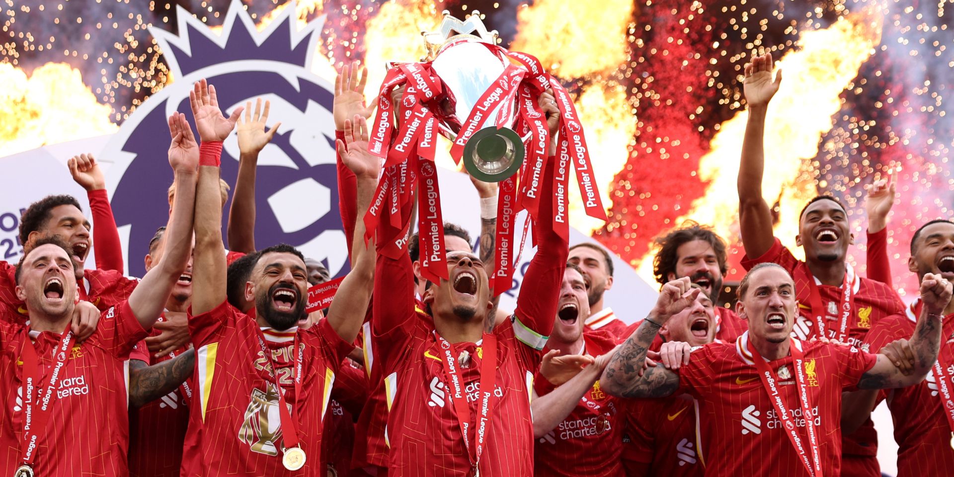 Liverpool celebrating the Premier League
