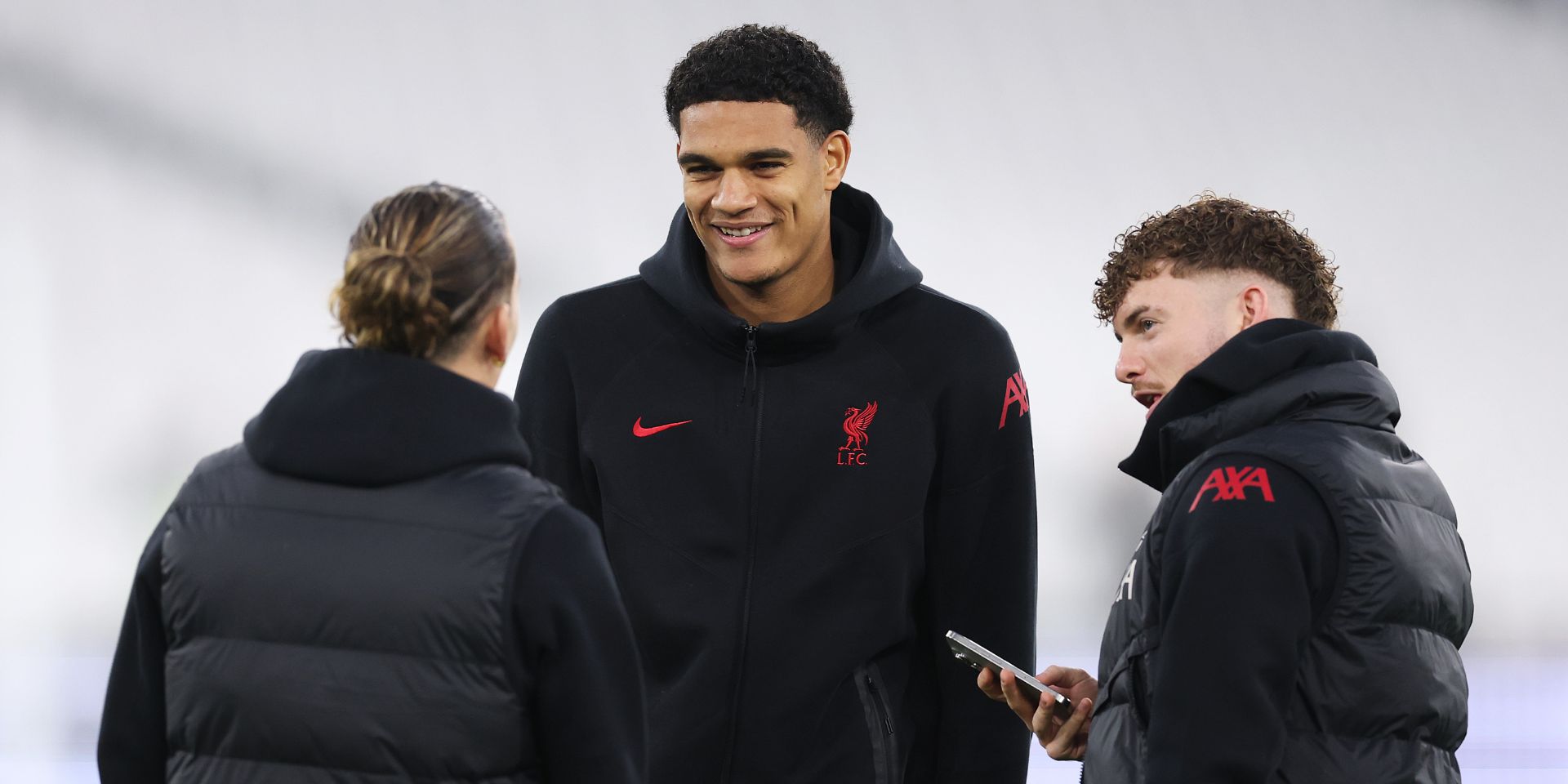 Jarell Quansah pre-match with Liverpool
