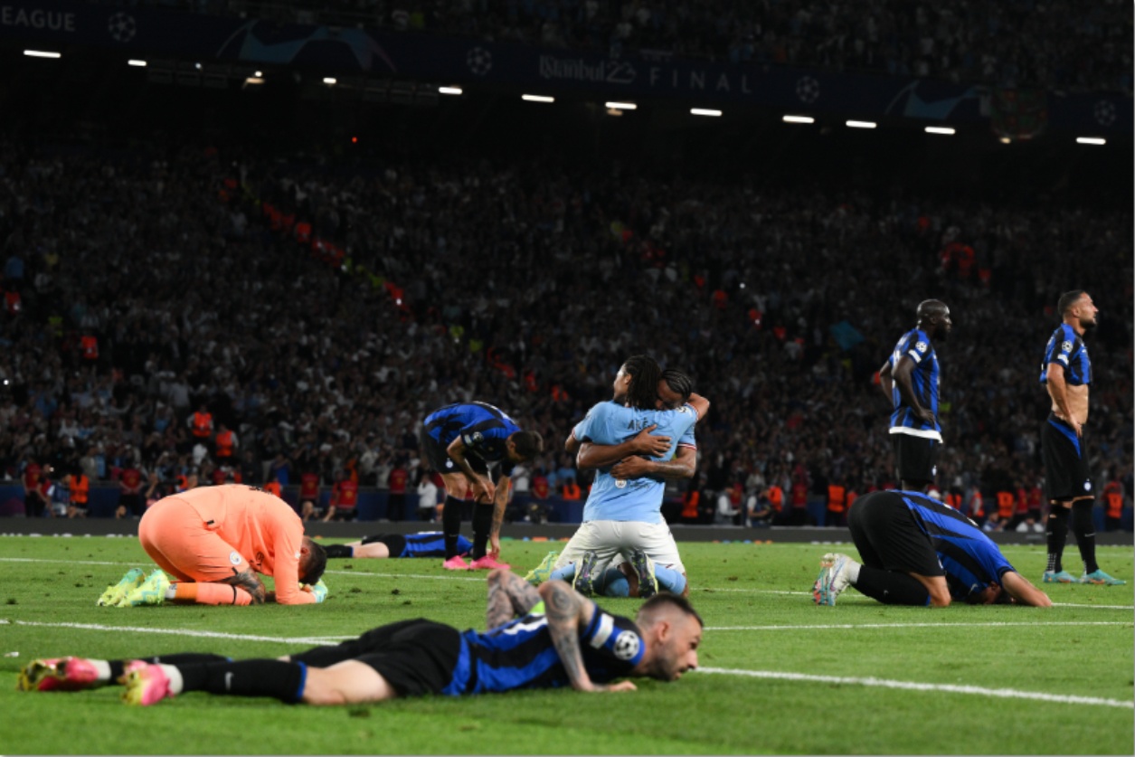 Man City celebrate beating Inter Milan in the 2023 Champions League final