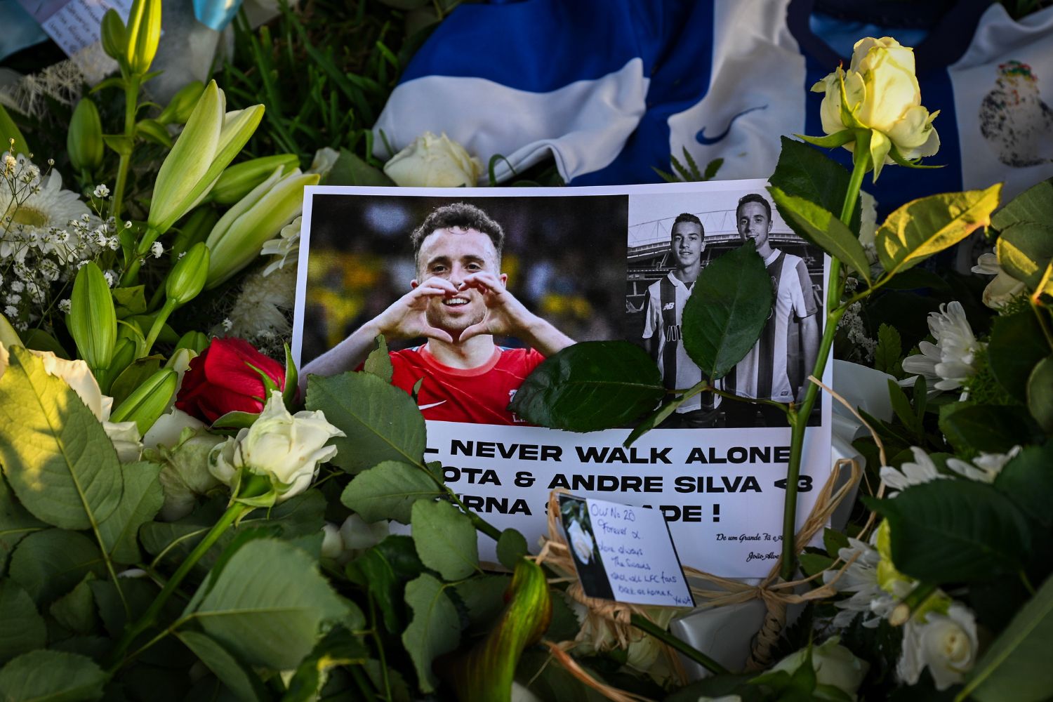 Flowers laid at Diogo Jota's wake