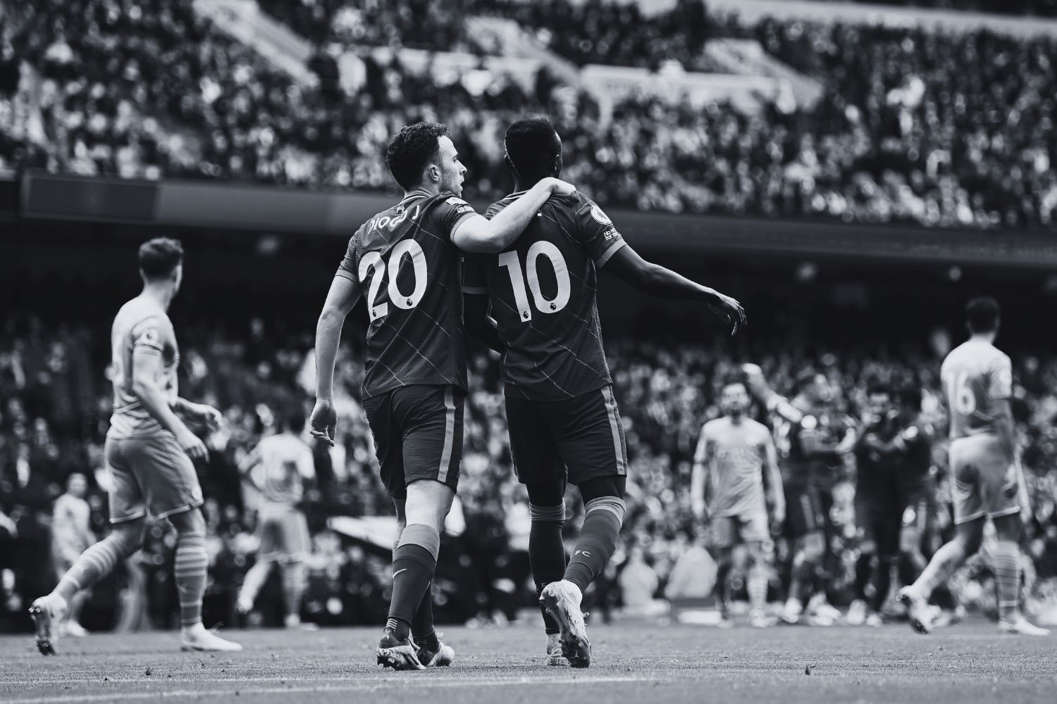 Sadio Mane and Diogo Jota celebrate for Liverpool