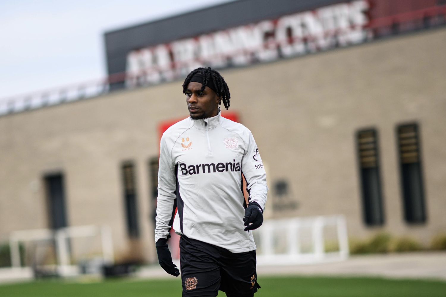 Jeremie Frimpong at the AXA Training Centre for Bayer Leverksuen