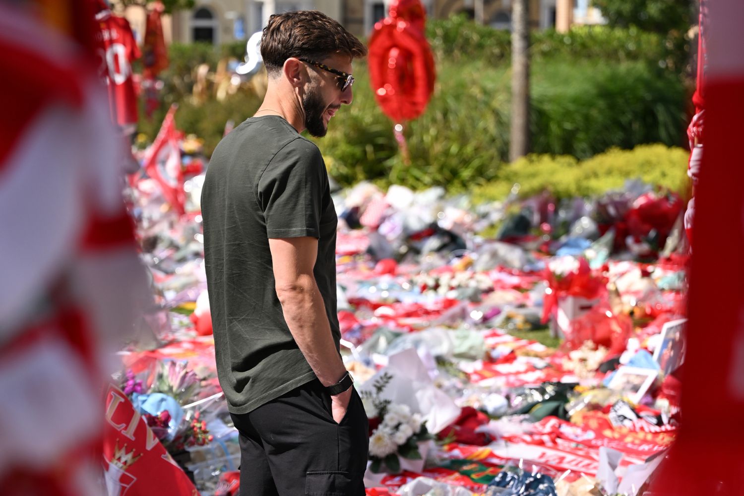 Adam Lallana lays tributes at Anfield for Diogo Jota