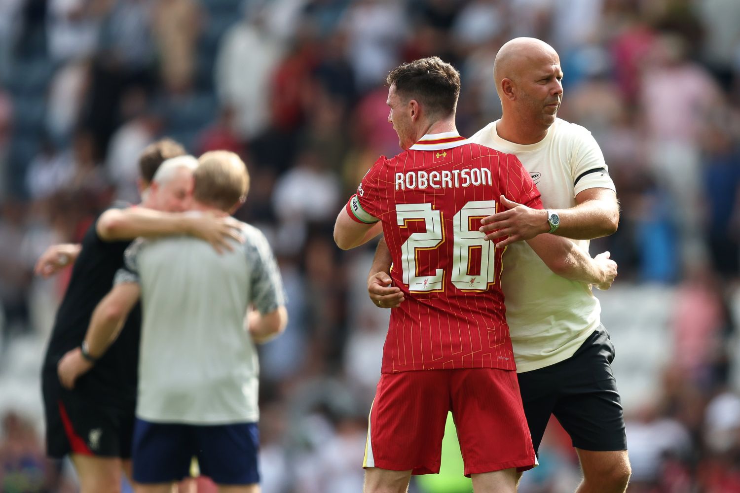 Andy Robertson and Arne Slot against Preston
