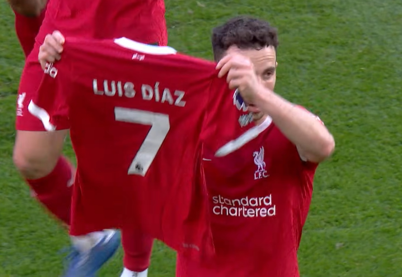 Diogo Jota held up Luis Diaz's shirt at Anfield when the Colombian's father had been kidnapped in 2023