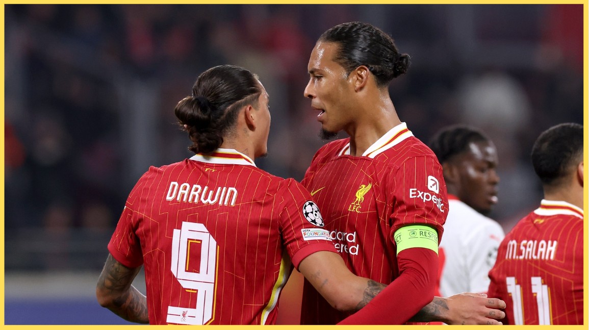 Darwin Nunez and Virgil van Dijk put in extra work after the end of Liverpool's training session in Tokyo