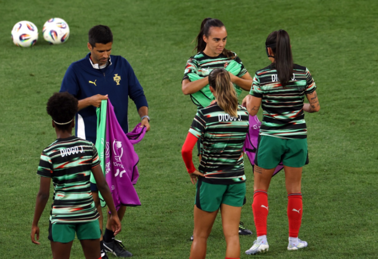 Portugal's women's team wore shirts bearing Diogo Jota's name prior to their Euro 2025 game against Italy