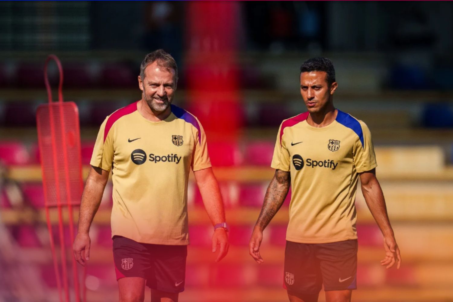 Thiago Alcântara and Hansi Flick at Barcelona