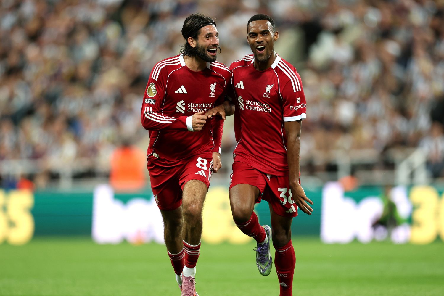 Dominik Szoboszlai and Ryan Gravenberch of Liverpool