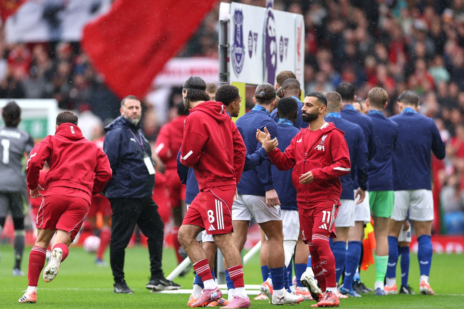Mo Salah before kick-off against Everton