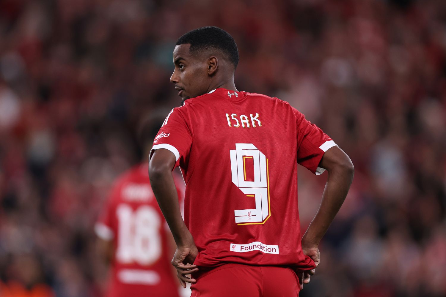Alexander Isak on debut for Liverpool