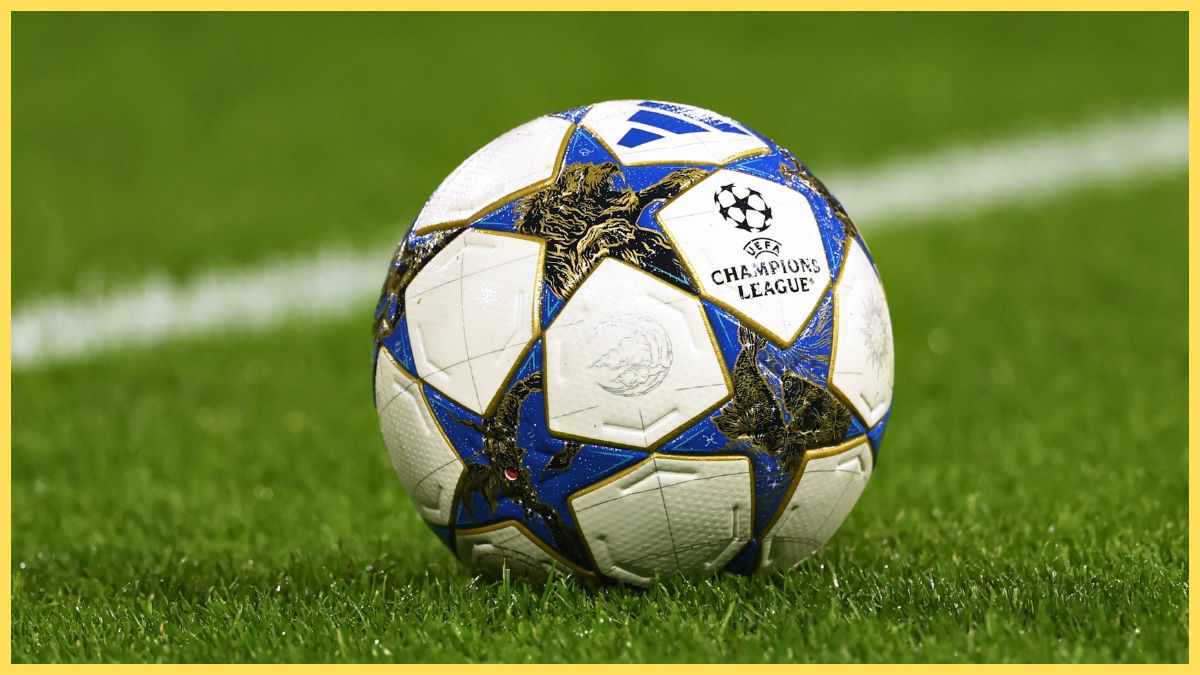 The adidas UCL Pro 25/26 League Stage match ball is seen prior to the UEFA Champions League 2025/26 League Phase MD1 match between AFC Ajax and FC Internazionale Milano at Johan Cruijff Arena