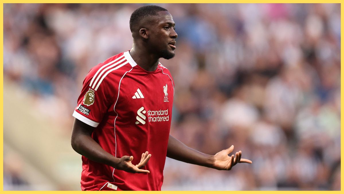 Ibou Konate playing for Liverpool against Newcastle