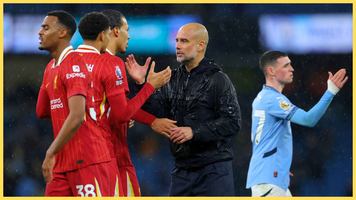 Pep Guardiola with Liverpool players