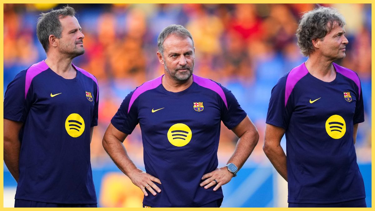 Hansi Flick and his coaching staff at Barcelona