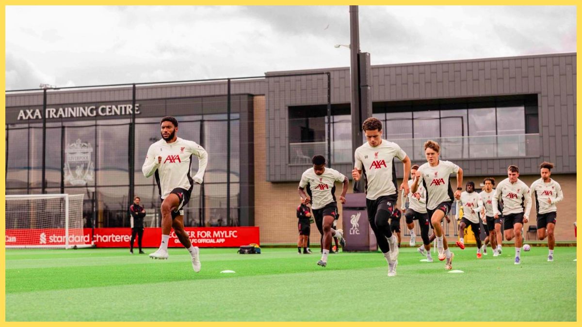 Liverpool players in training