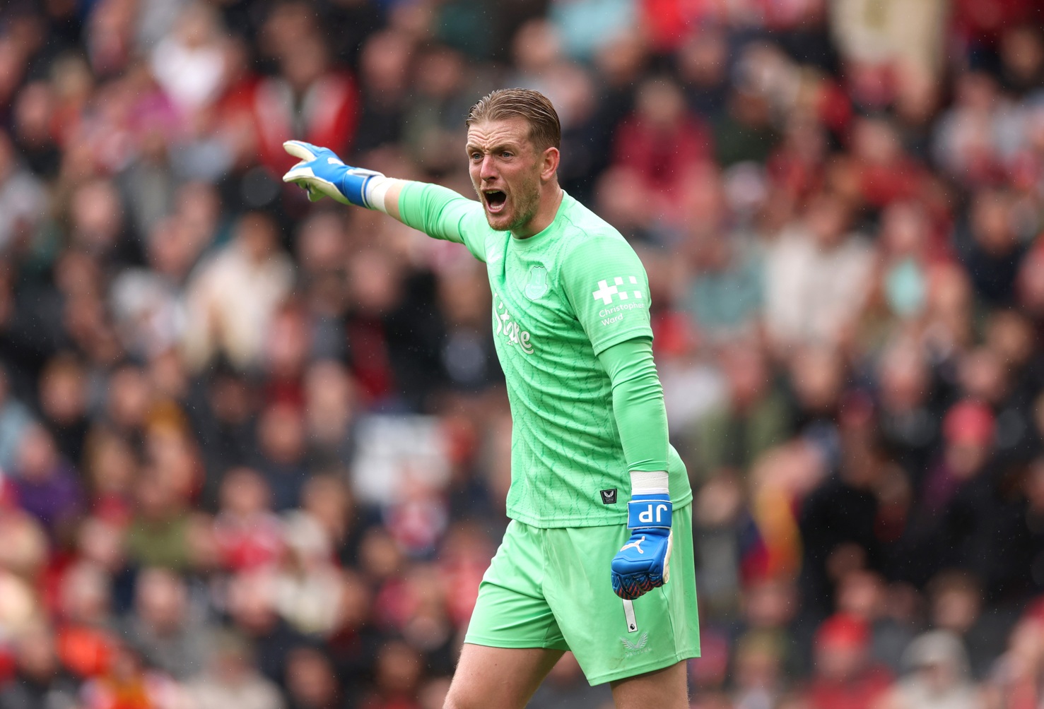 Jordan Pickford was heckled by some Liverpool fans at Anfield on Saturday