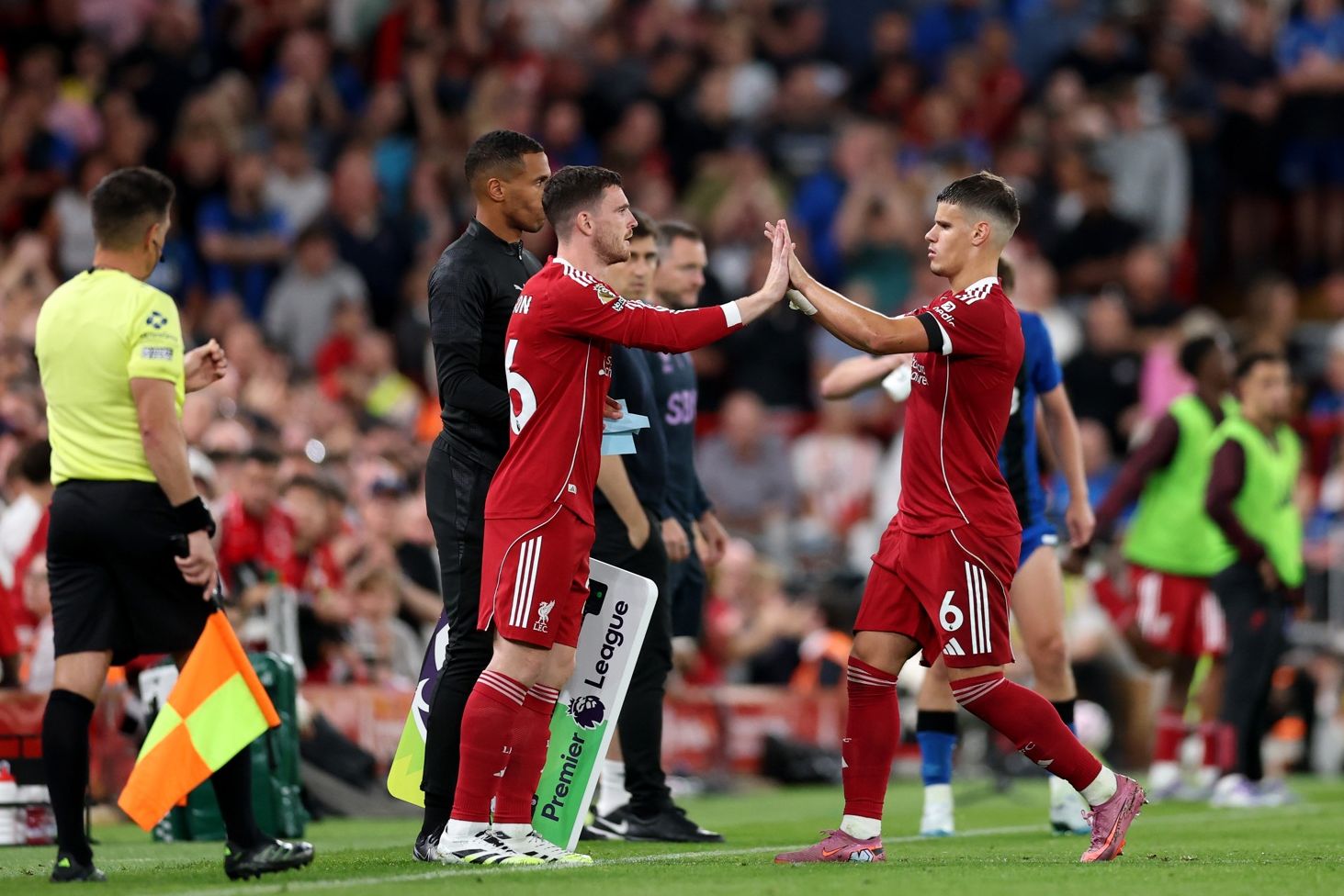 Andy Robertson could come in at left-back for Liverpool in place of Milos Kerkez