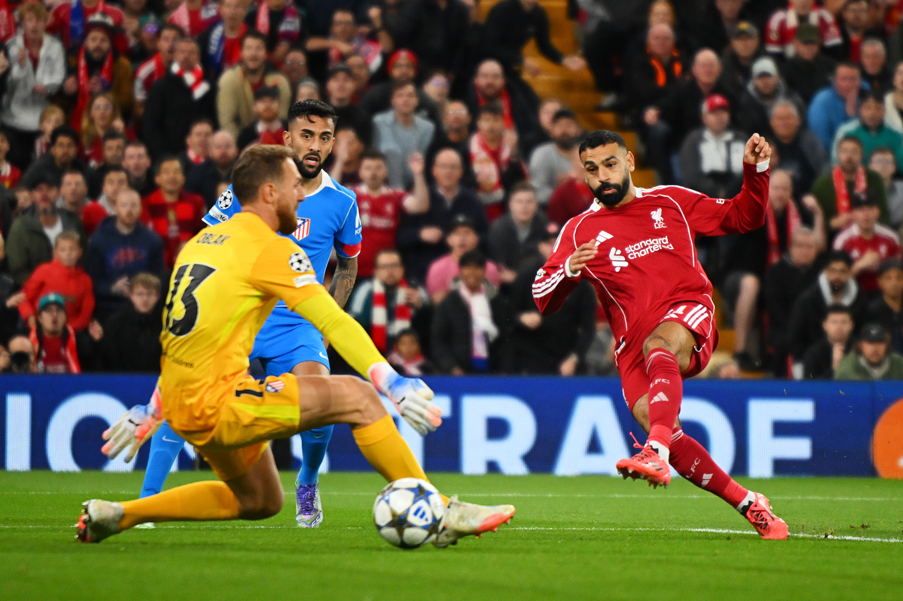 Mo Salah beats Jan Oblak to double Liverpool's lead against Atletico Madrid