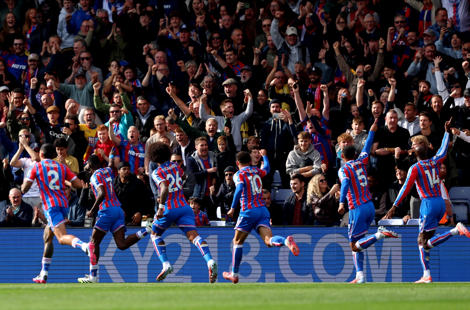 Ismaila Sarr celebrates his goal for Crystal Palace against Liverpool