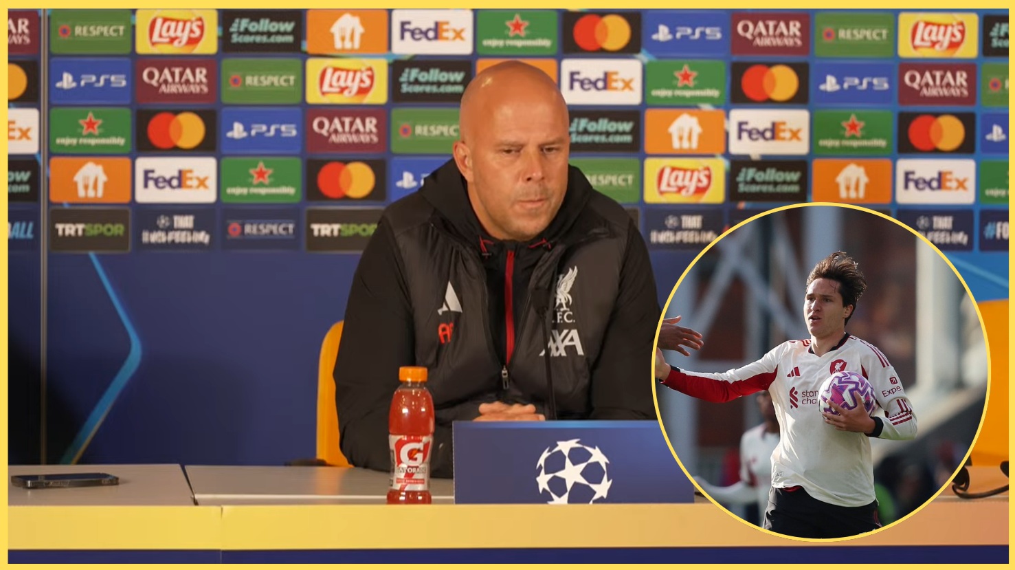 Arne Slot said that Federico Chiesa picked up a slight 'niggle' in Liverpool's loss to Crystal Palace