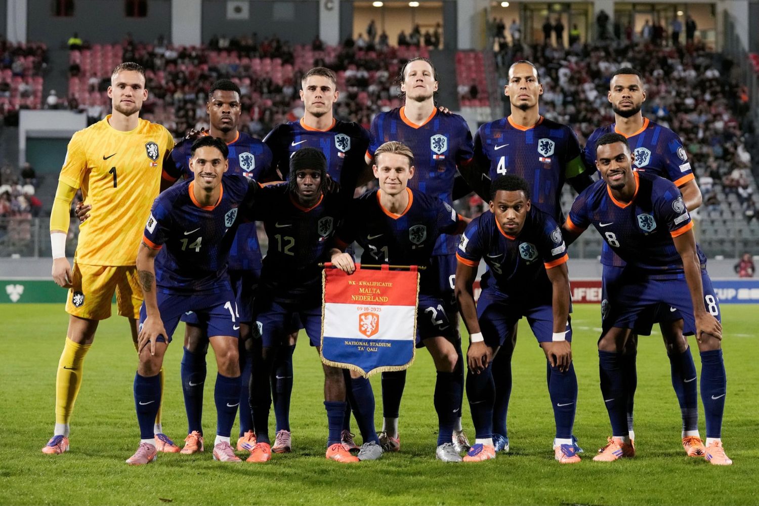 Cody Gakpo, Virgil van Dijk, Ryan Gravenberch and Jeremie Frimpong play for the Netherlands against Malta