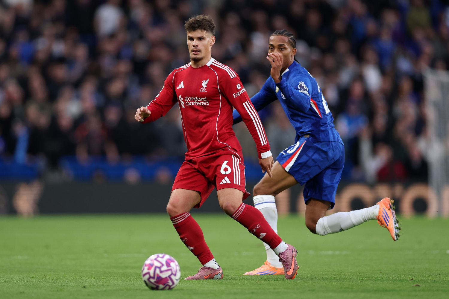 Milos Kerkez against Chelsea