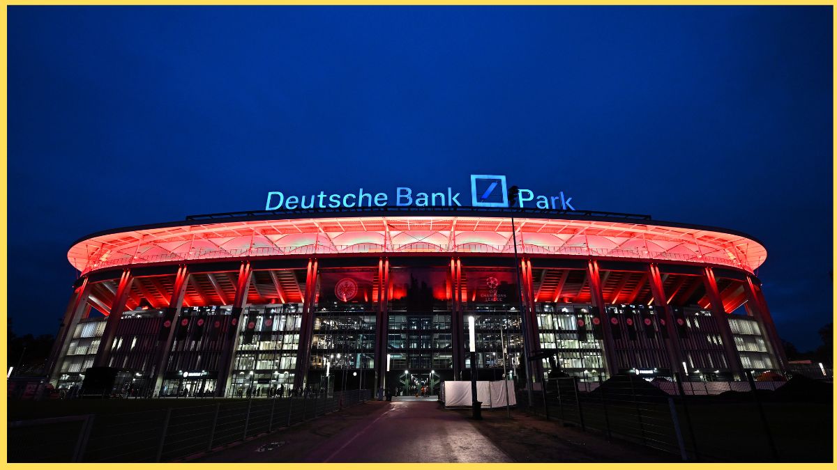 General view outside the stadium prior to the UEFA Champions League 2025/26 League Phase MD3 match between Eintracht Frankfurt and Liverpool FC at Frankfurt Stadion
