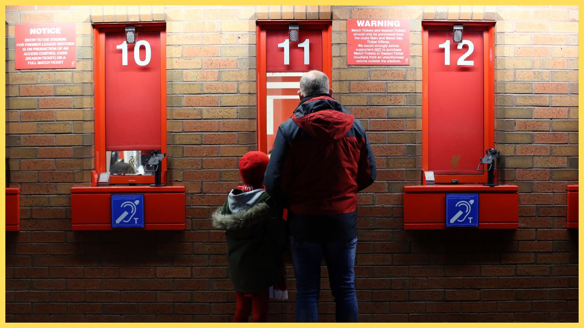 Liverpool fans at Anfield ticket office