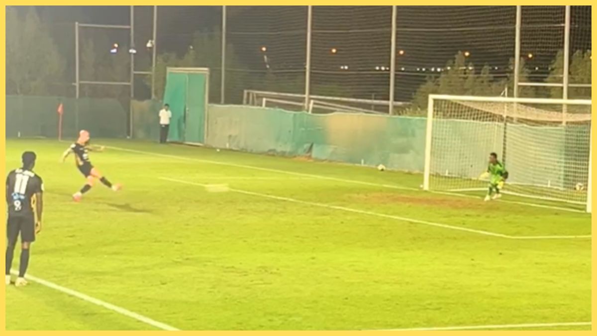 Jonjo Shelvey misses a penalty for Arabian Falcons