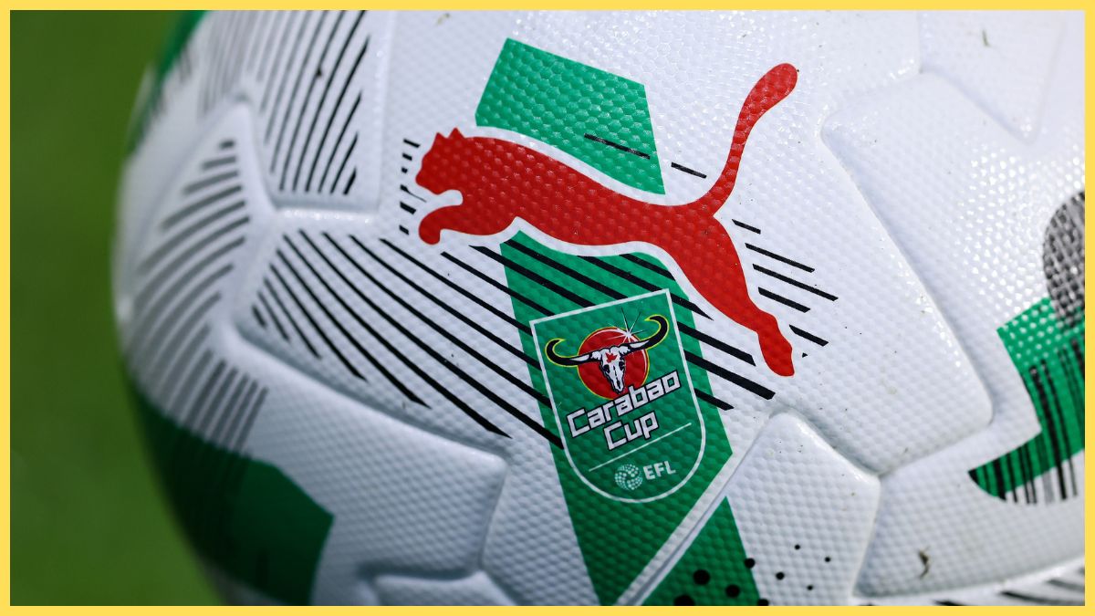 Detailed view of the PUMA Orbita Carabao Cup official match ball during the Carabao Cup