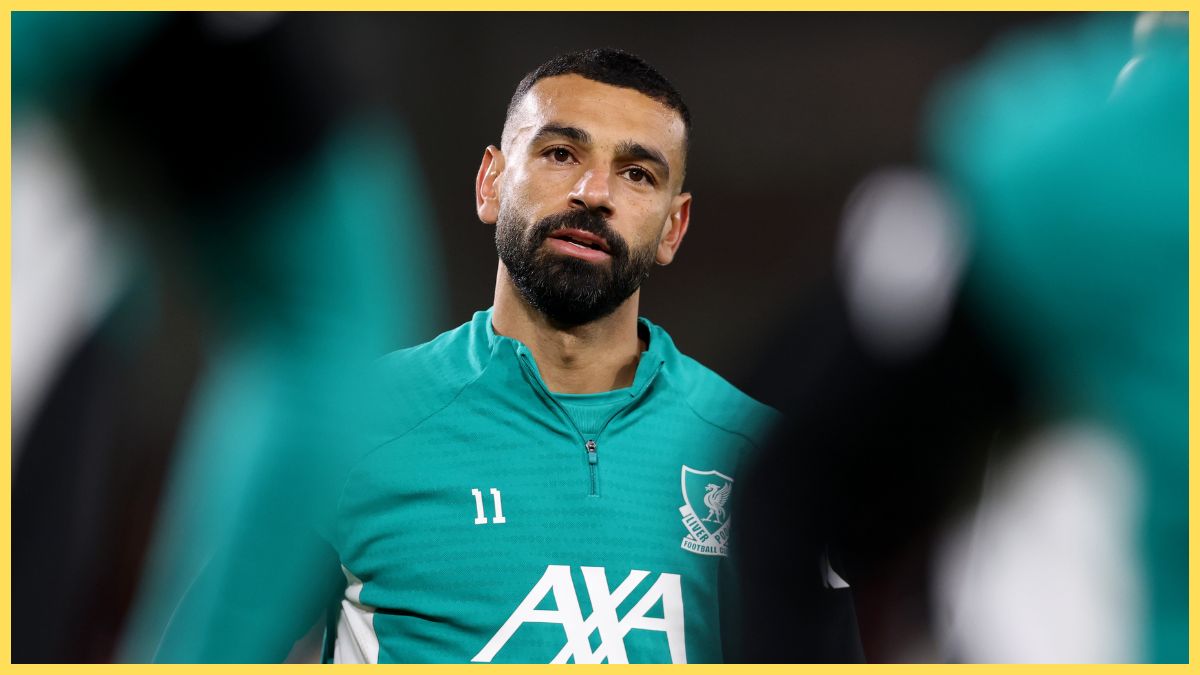 Mo Salah warms up before facing Brentford