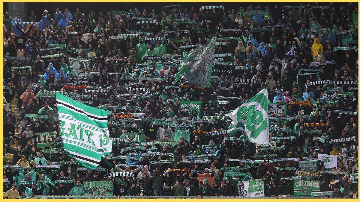 Fans of Panathinaikos during the UEFA Conference League 2024/25 Round of 16 Second Leg match between ACF Fiorentina and Panathinaikos FC at Stadio Artemio Franchi on March 13, 2025 in Florence, Italy.