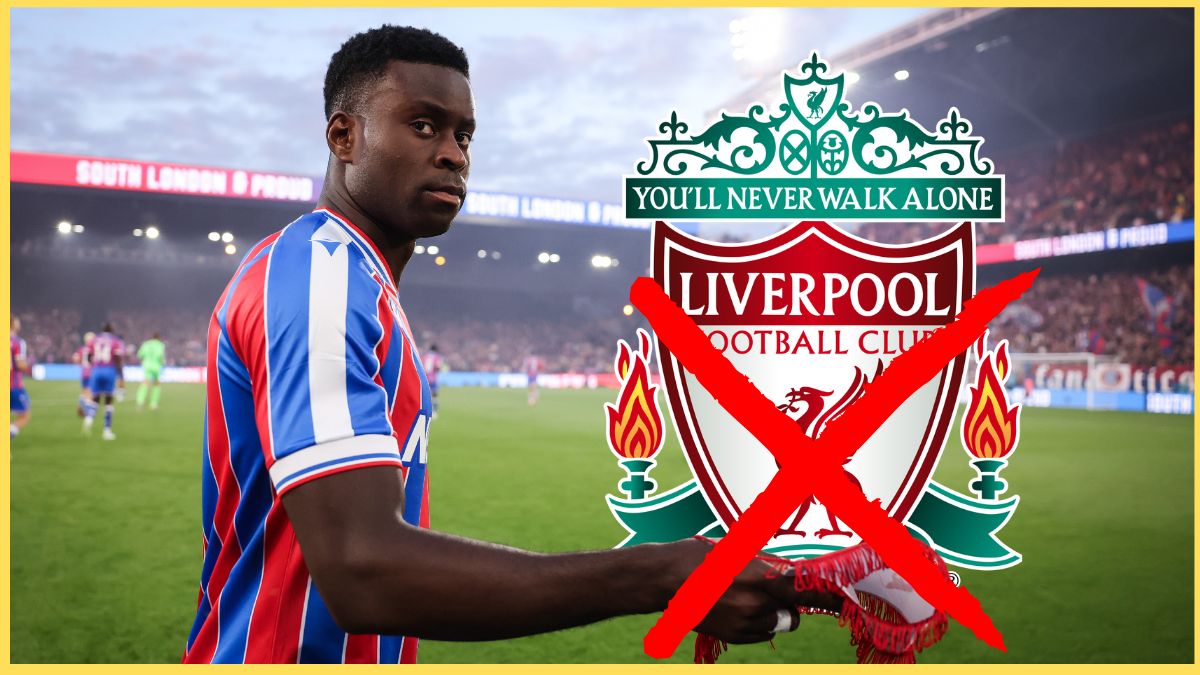 Marc Guehi holds a matchday pennant.