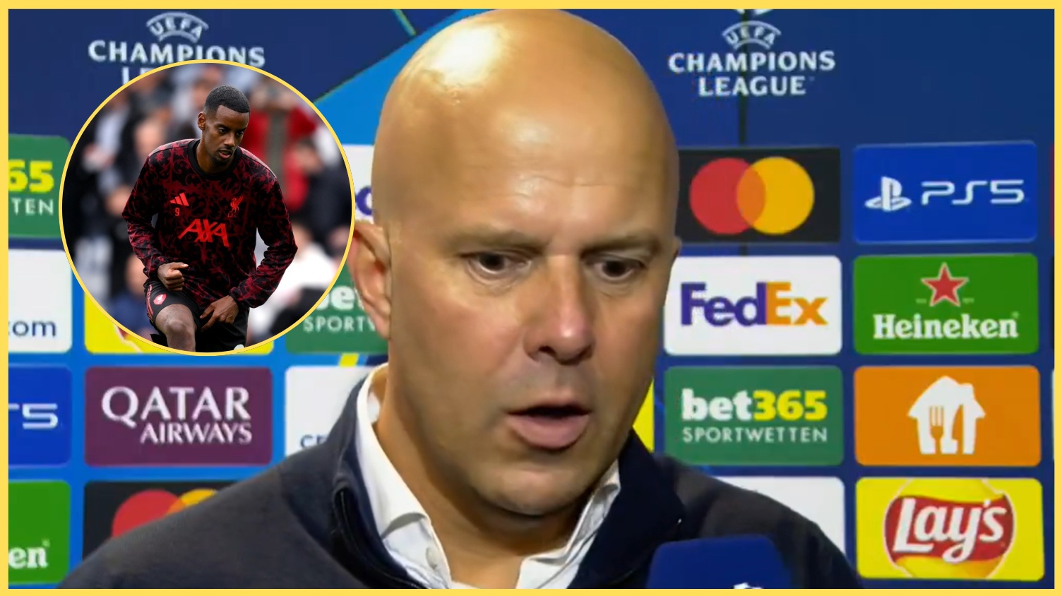 Arne Slot withdrew Alexander Isak at half-time against Eintracht Frankfurt due to a groin issue