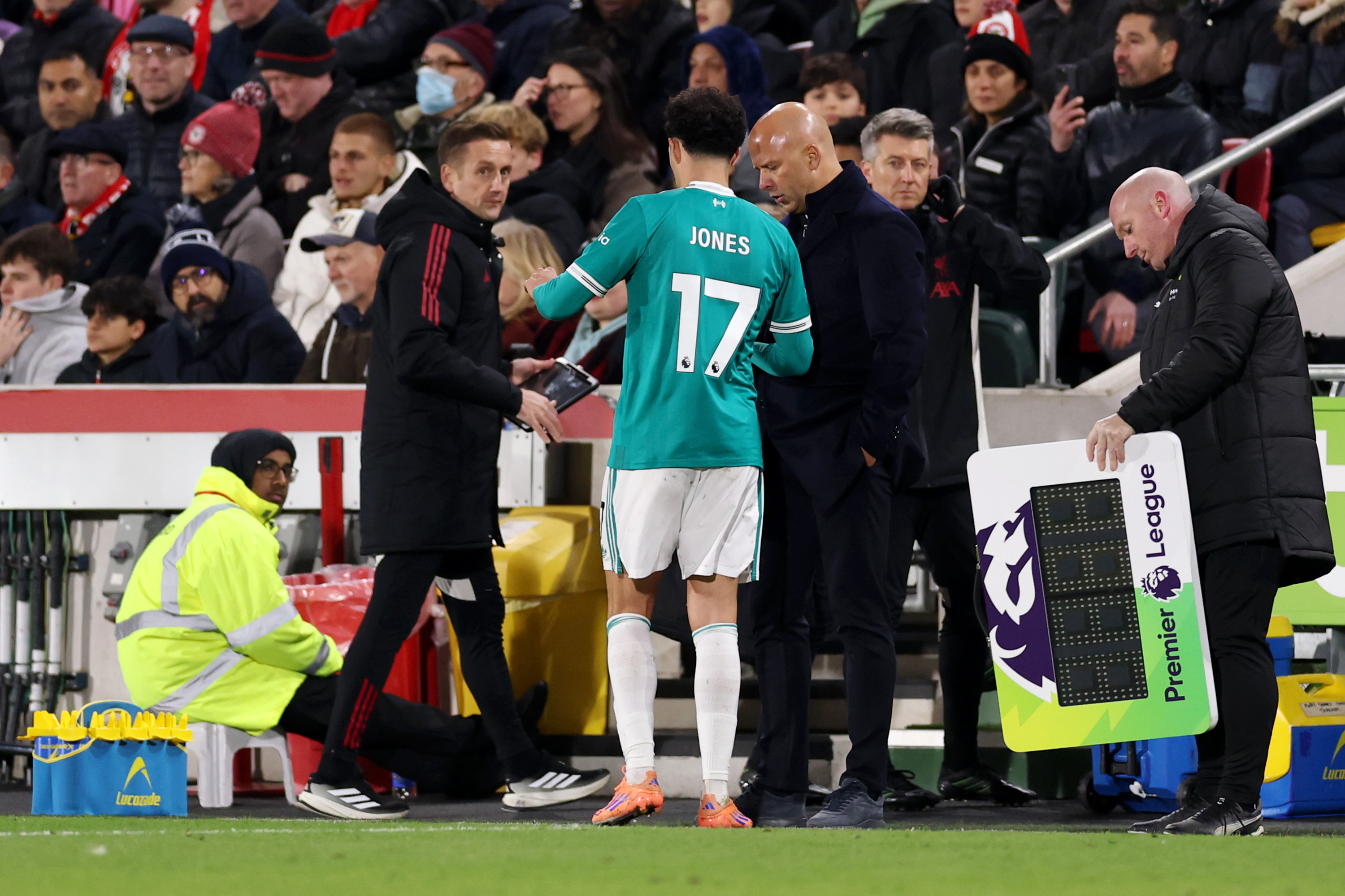 Curtis Jones went off with a minor injury in Liverpool's defeat to Brentford last weekend