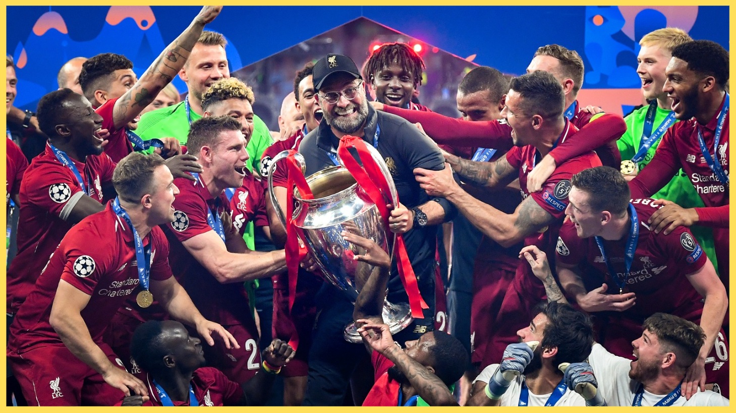 Jurgen Klopp celebrates winning the Champions League with Liverpool in 2019