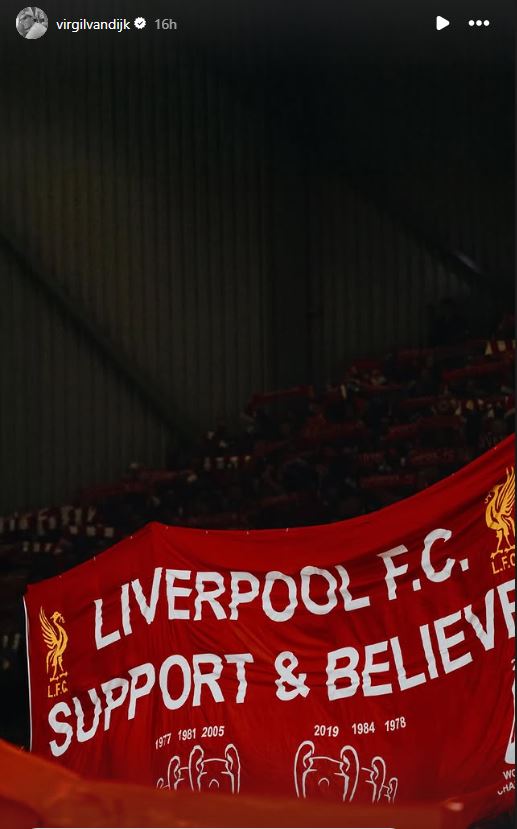 Virgil van Dijk shares photo of Liverpool fans