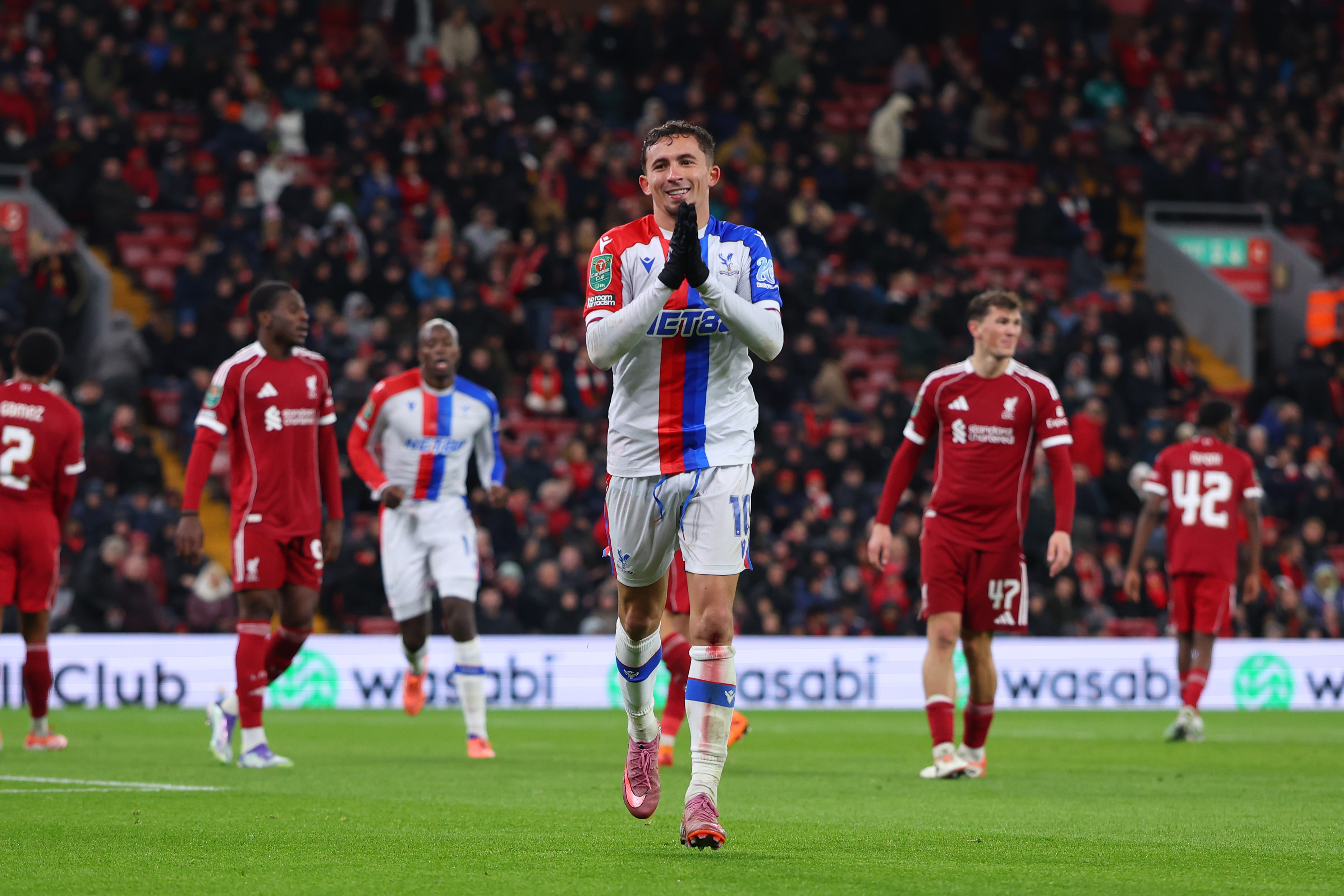 Crystal Palace eased to a 3-0 win over Liverpool at Anfield on Wednesday night
