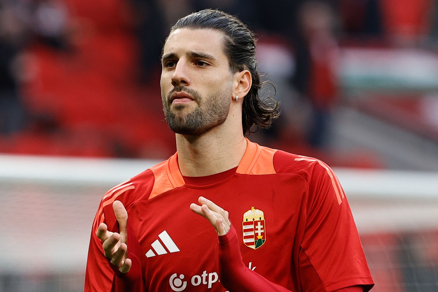 Dominik Szoboszlai warms up against Ireland