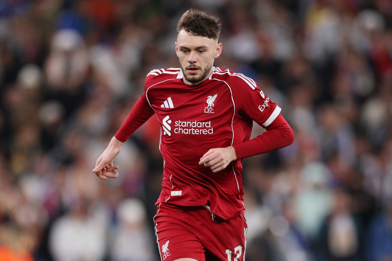 Conor Bradley in action against Real Madrid