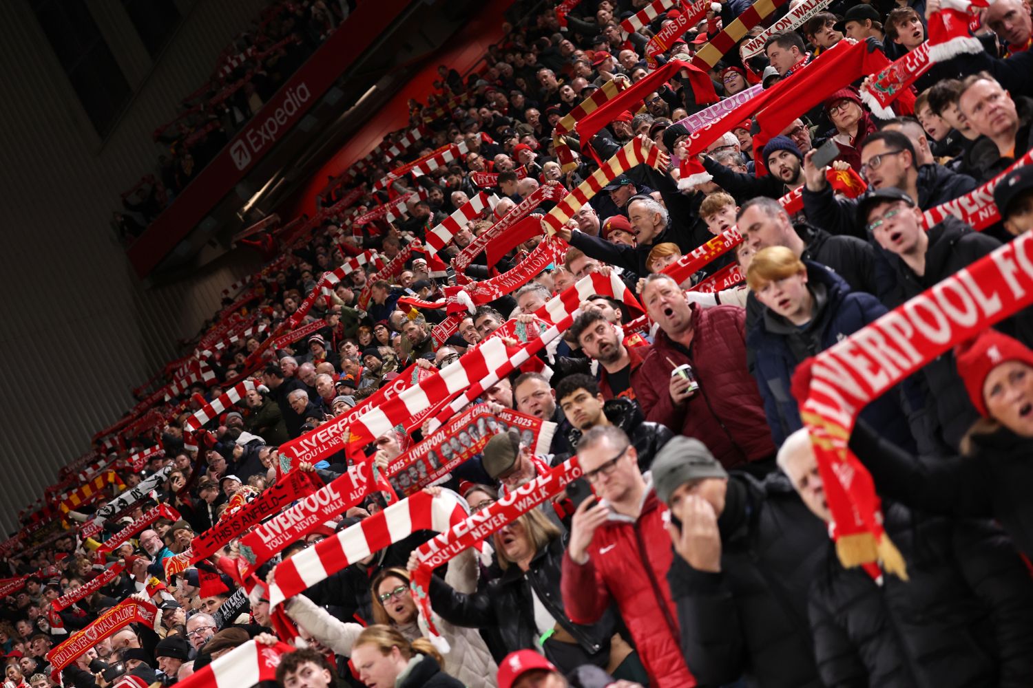 Liverpool fans at Anfield against Aston Villa