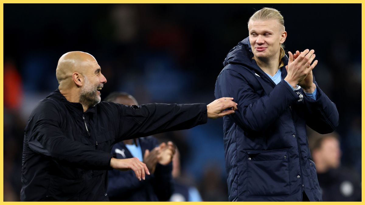 Pep Guardiola and Erling Haaland at Manchester City