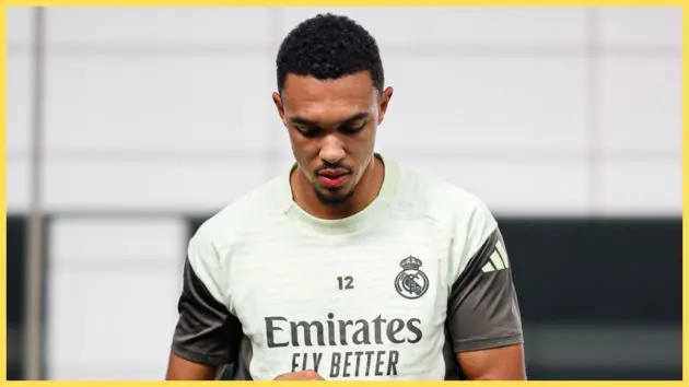 Trent Alexander-Arnold in training for Liverpool