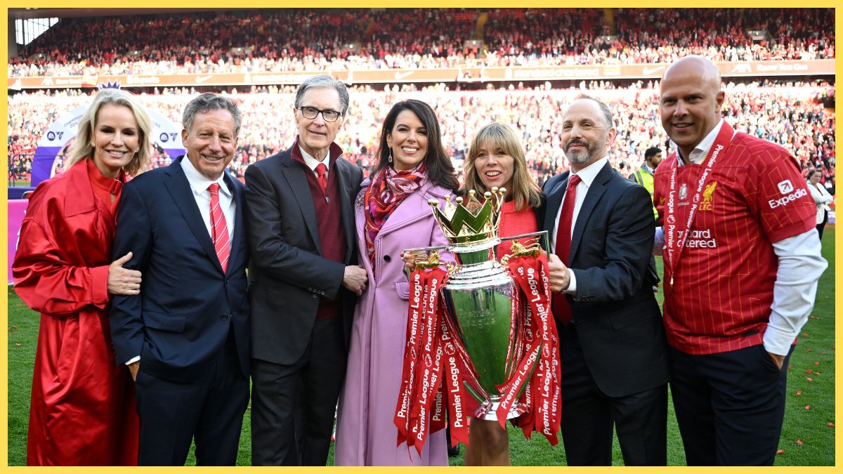 Jennifer Ashton, Tom Werner, Chairman of Liverpool, and John Henry, Principle Owner of Liverpool, Linda Pizzuti Henry, Michael Gordon, President of Fenway Sports Group, and Arne Slot