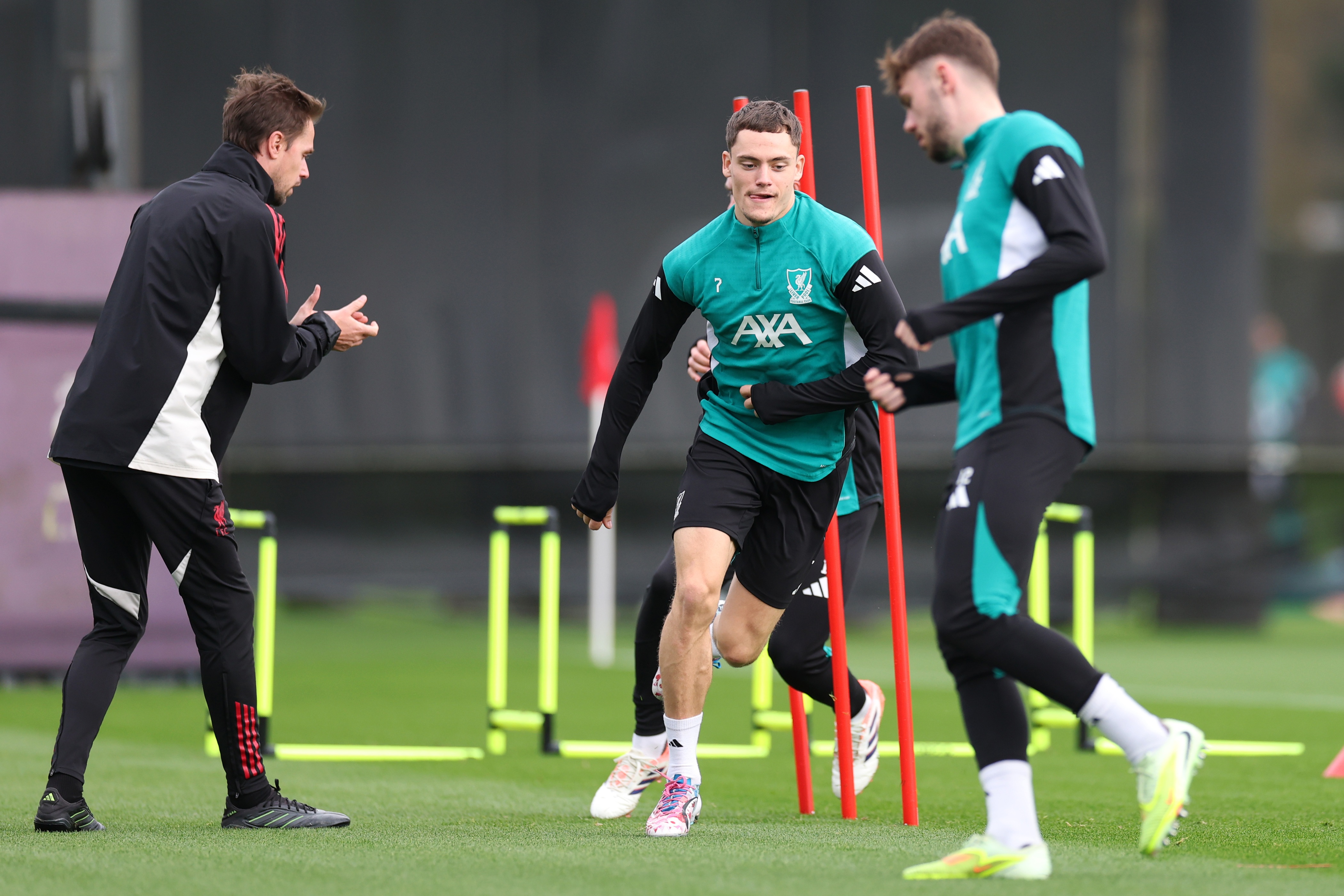 Florian Wirtz runs during Liverpool training session.