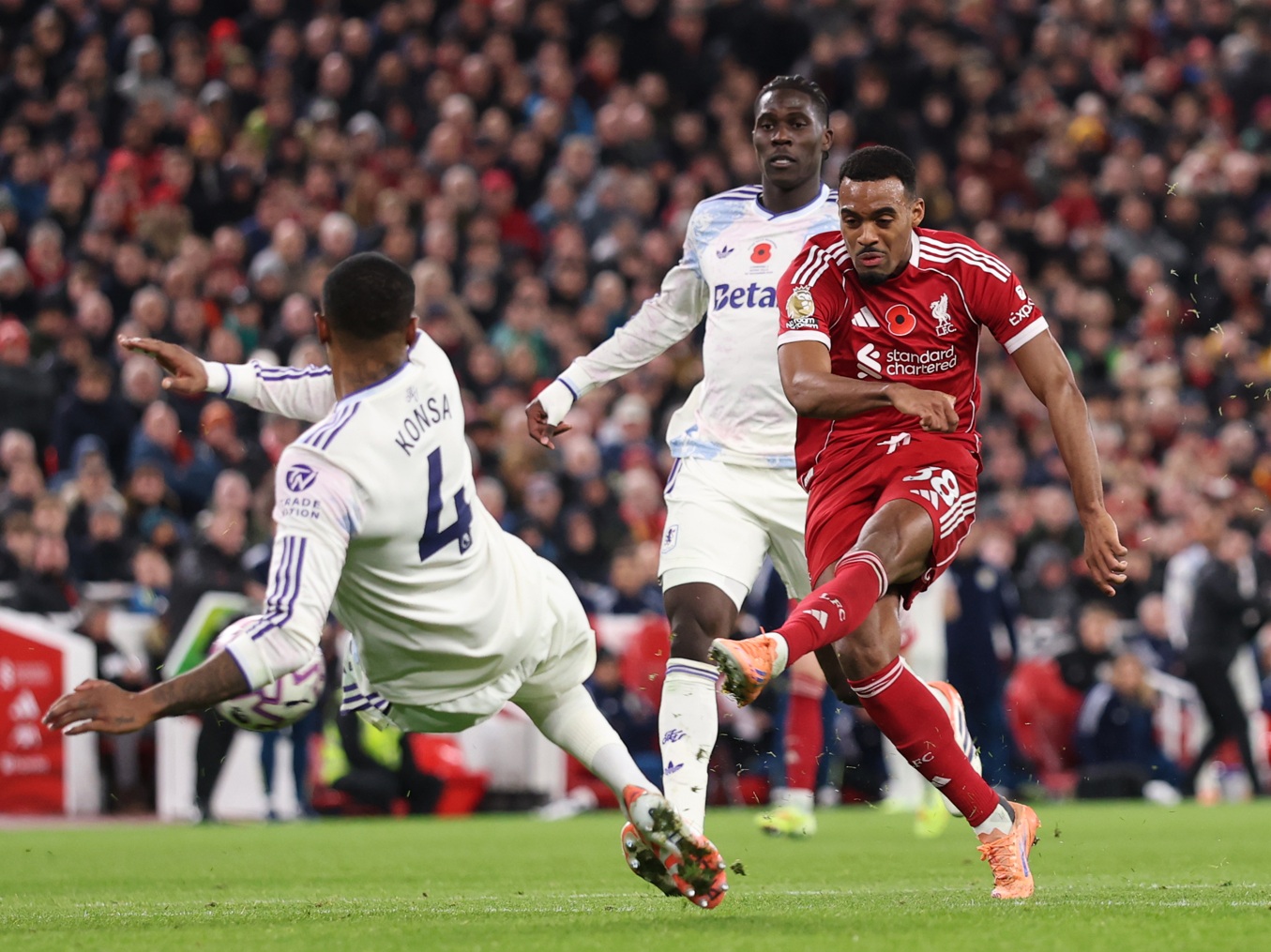 Ryan Gravenberch scored his third goal of the season in Liverpool's 2-0 win over Aston Villa on Saturday