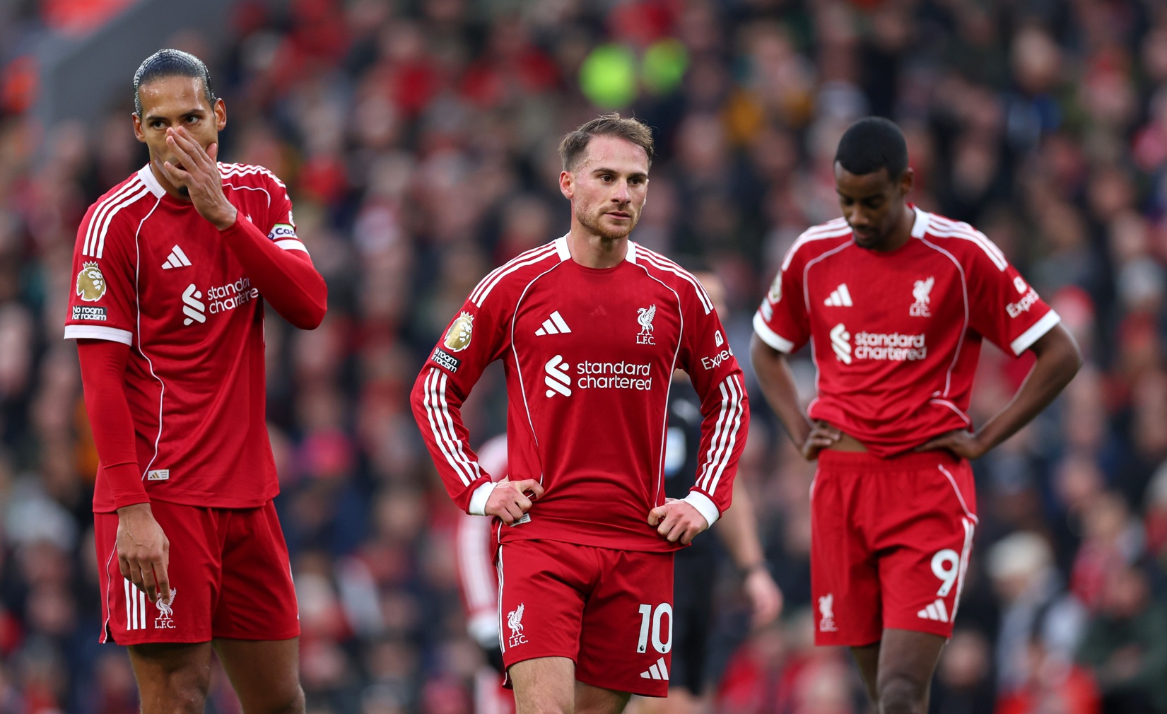 Liverpool players look shellshocked during the defeat to Nottingham Forest