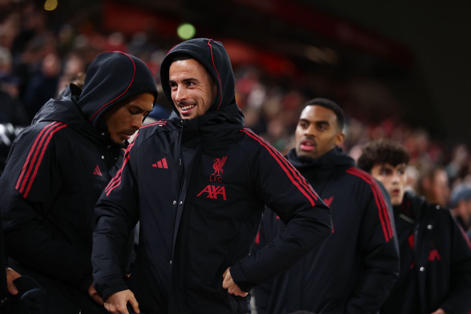 Curtis Jones on the bench at Anfield